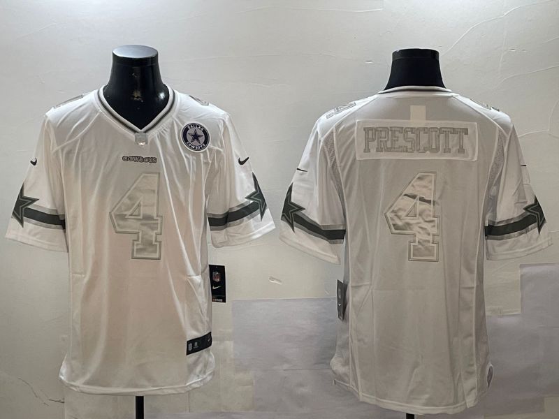 Men Dallas Cowboys #4 Prescott White platinum 2024 Nike Limited NFL Jersey style 2->dallas cowboys->NFL Jersey